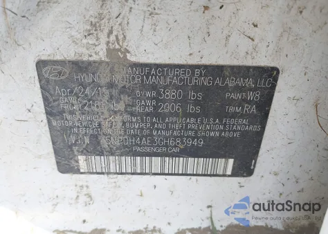 2016 Hyundai Elantra Se из США, поврежденный, VIN 5NPDH4AE3GH683949